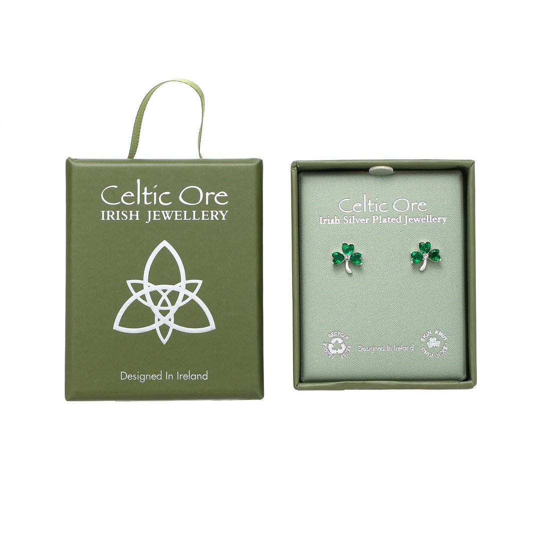 3 Stone Green Shamrock Earrings - Birch & BrackenEARRINGS