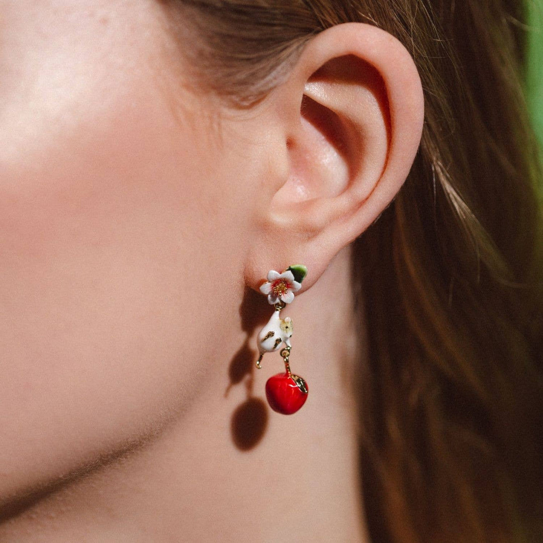 Apple Blossom & Mouse Drop Earrings - Birch & BrackenEARRINGS