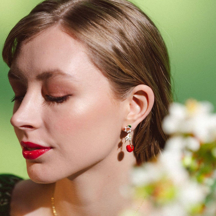 Apple Blossom & Mouse Drop Earrings - Birch & BrackenEARRINGS