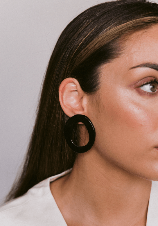 Black circle ceramic earrings - Birch & BrackenEARRINGS