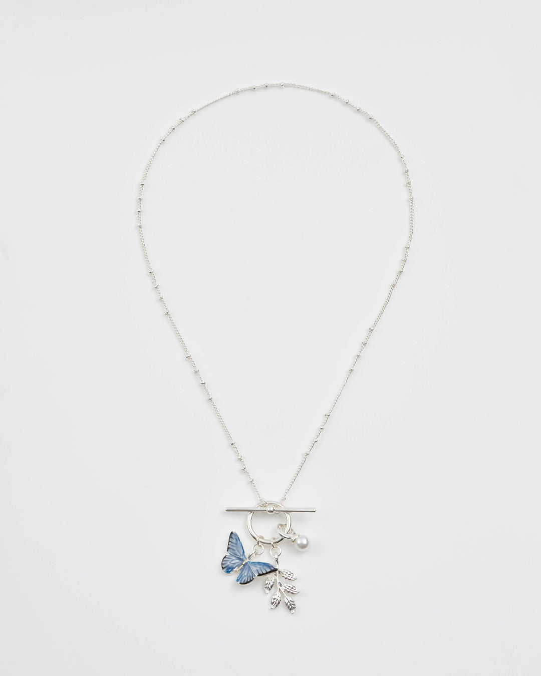 Blue Butterfly Silver Necklace - UK, US & EU - Birch & Bracken