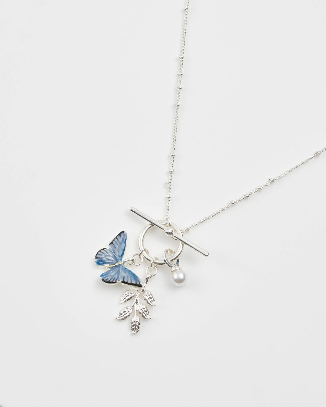 Blue Butterfly Silver Necklace - UK, US & EU - Birch & Bracken