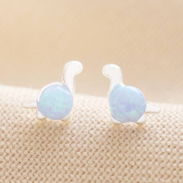 Blue Opalite & Silver Dinosaur Stud Earrings - Birch & BrackenEARRINGS