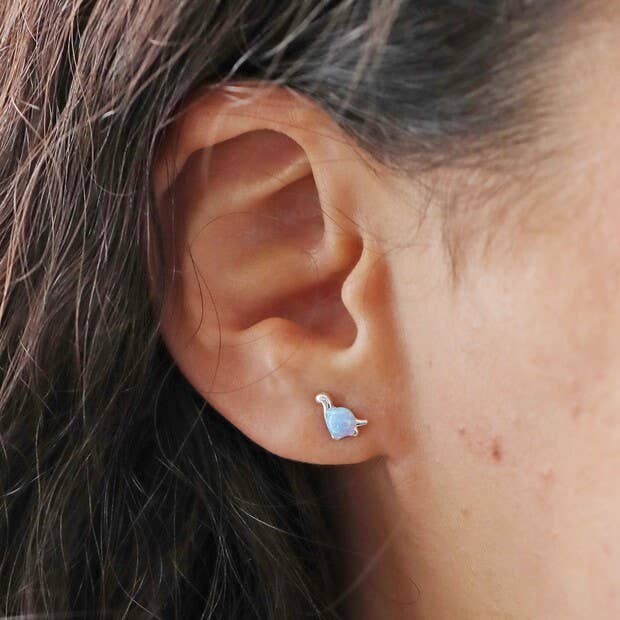 Blue Opalite & Silver Dinosaur Stud Earrings - Birch & BrackenEARRINGS