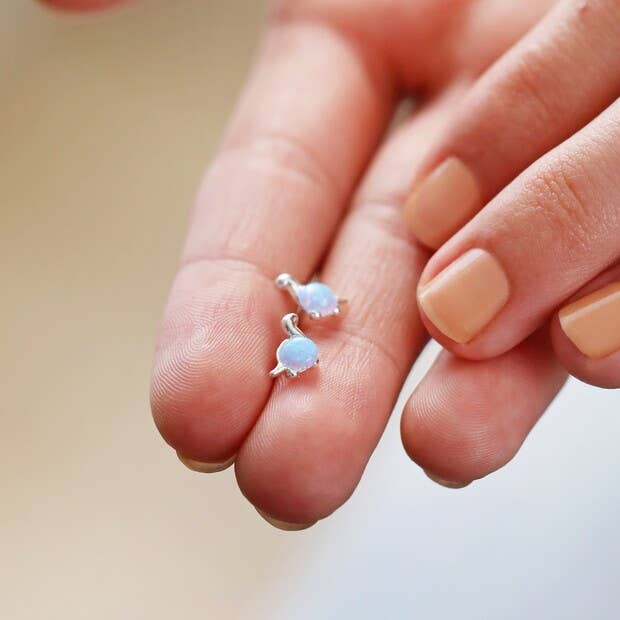 Blue Opalite & Silver Dinosaur Stud Earrings - Birch & BrackenEARRINGS