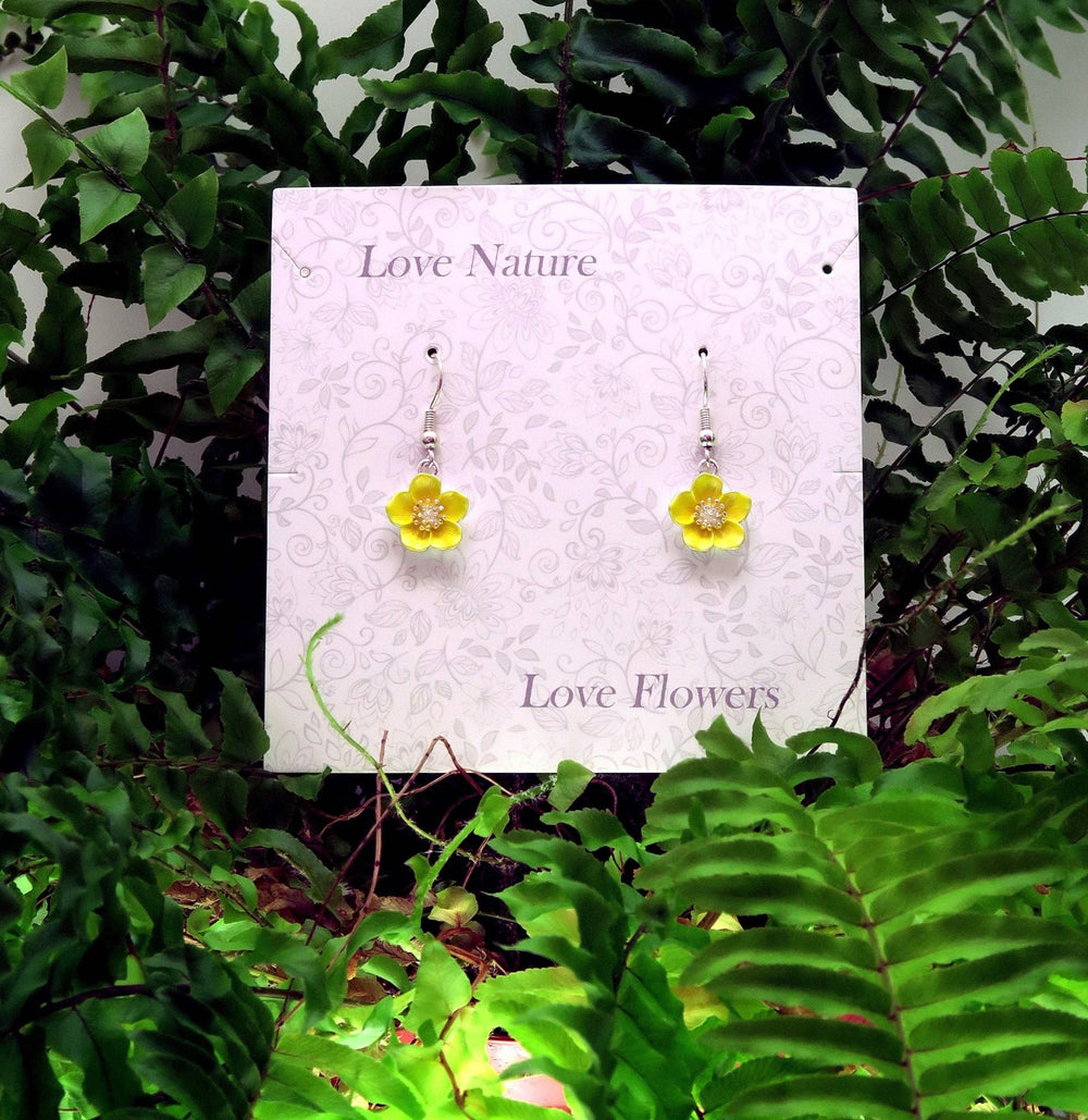 Buttercup Yellow Flower Drop Hook Earrings - Birch & BrackenEARRINGS