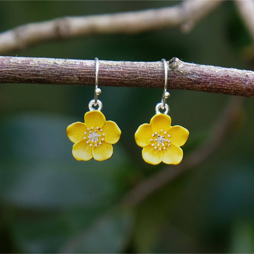 Buttercup Yellow Flower Drop Hook Earrings - Birch & BrackenEARRINGS