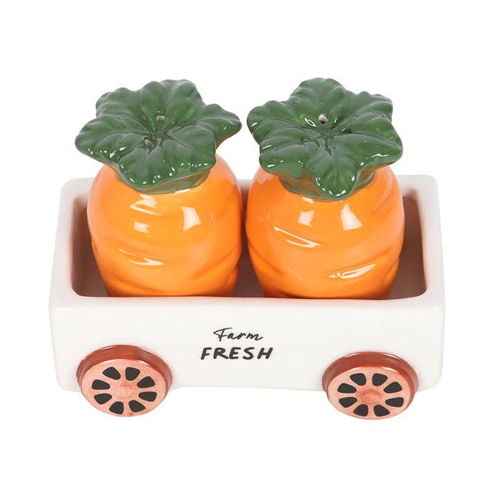 Carrot Patch Salt and Pepper Shakers in Wagon - Birch & BrackenSALT & PEPPER SET