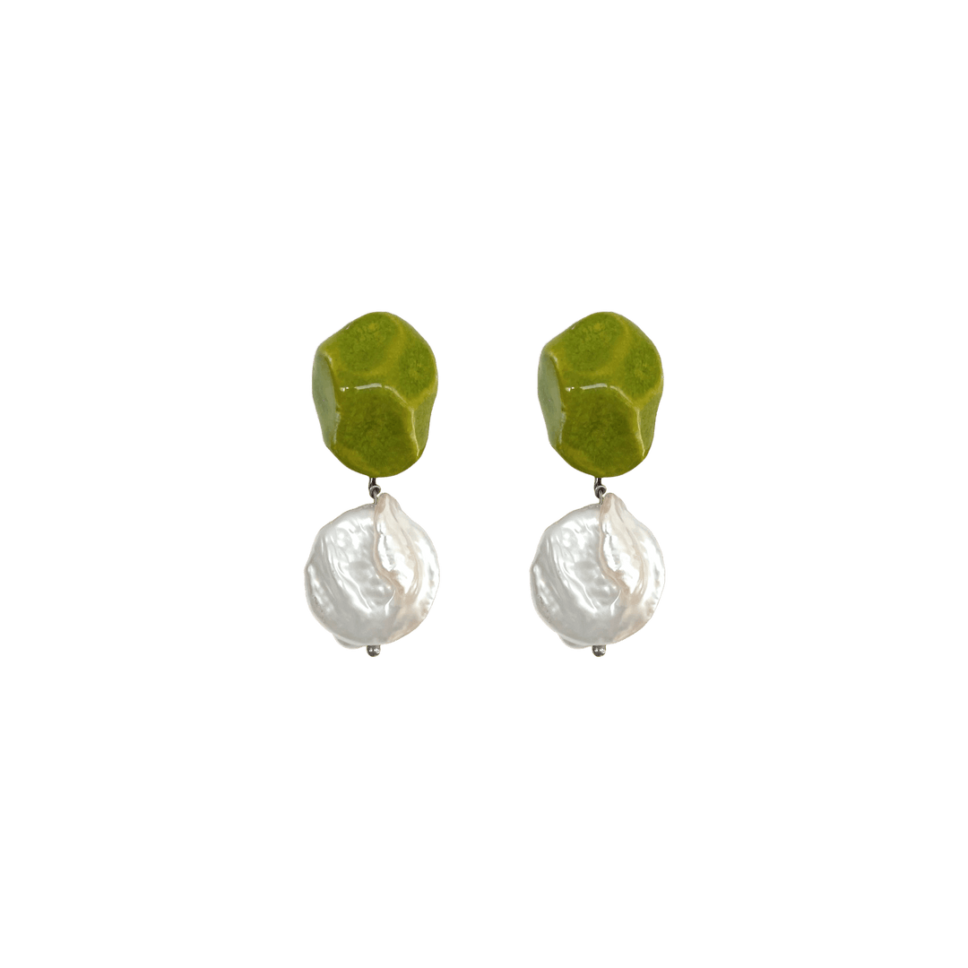Ceramic earrings with natural pearls - Birch & BrackenEARRINGS