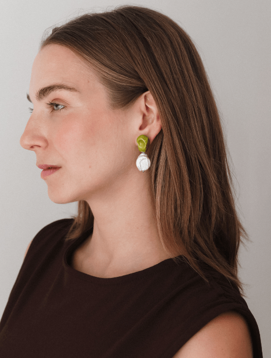 Ceramic earrings with natural pearls - Birch & BrackenEARRINGS