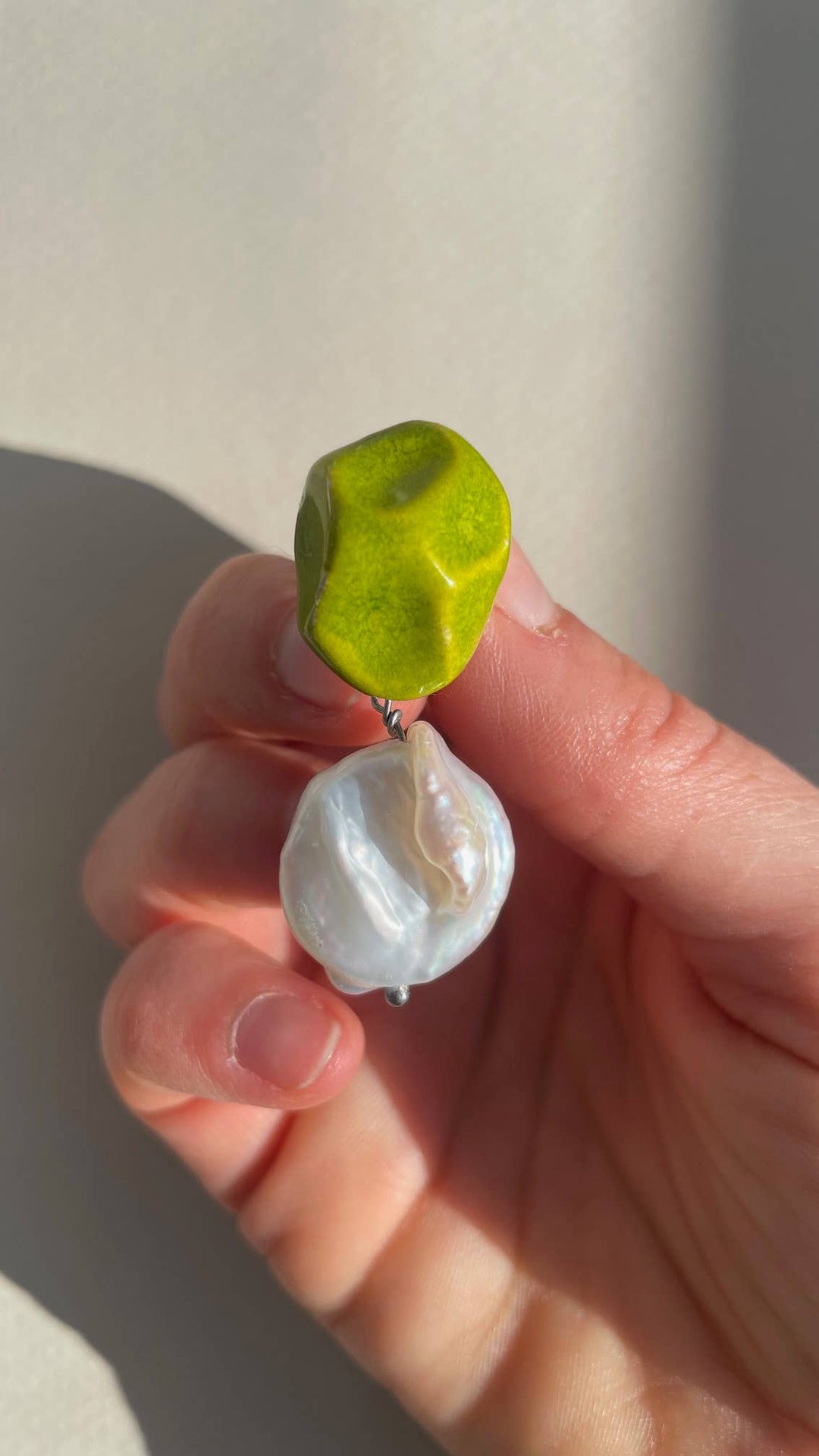 Ceramic earrings with natural pearls - Birch & BrackenEARRINGS