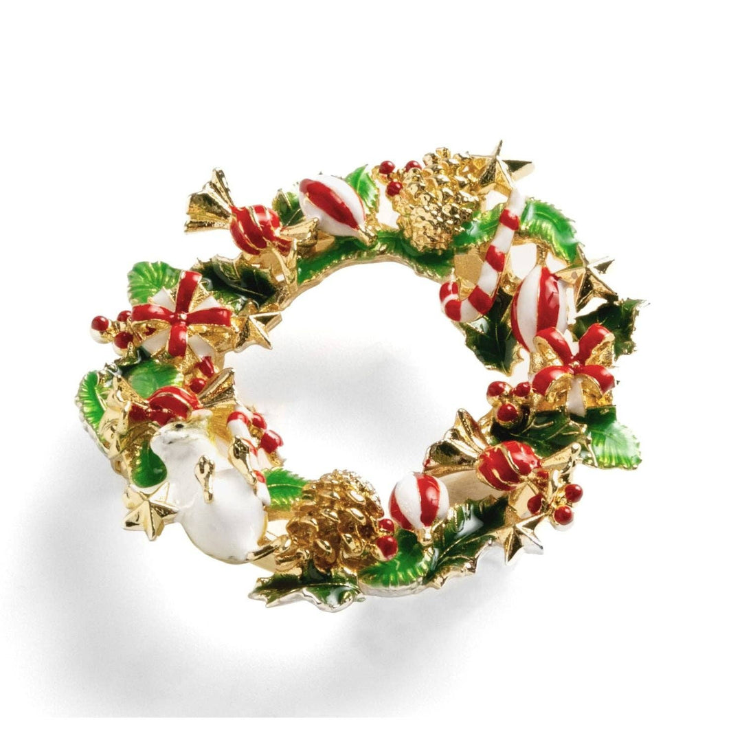 Christmas Mouse in Wreath Brooch - Birch & BrackenBROOCH
