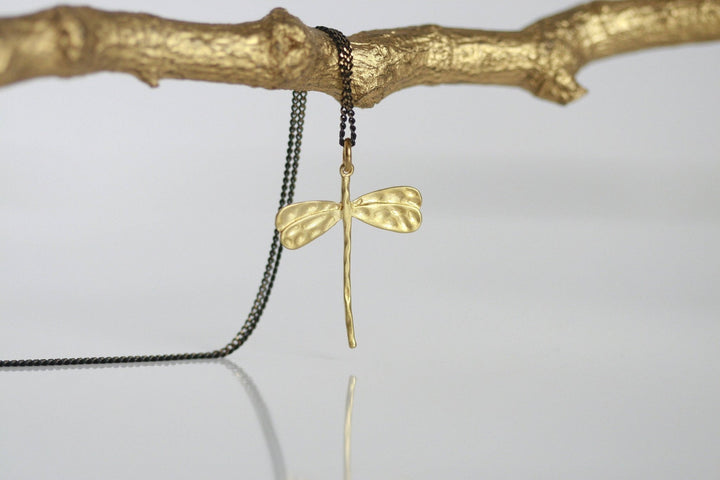 Delicate Brass Dragonfly Necklace - Birch & BrackenNECKLACE