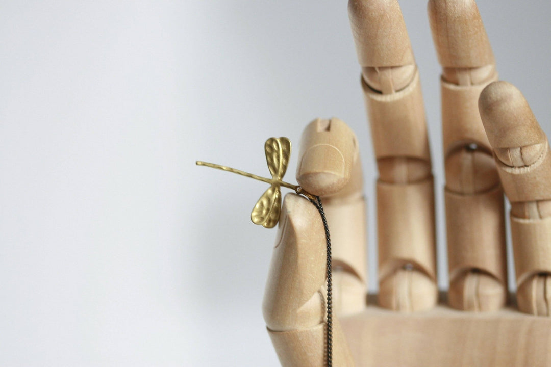 Delicate Brass Dragonfly Necklace - Birch & BrackenNECKLACE