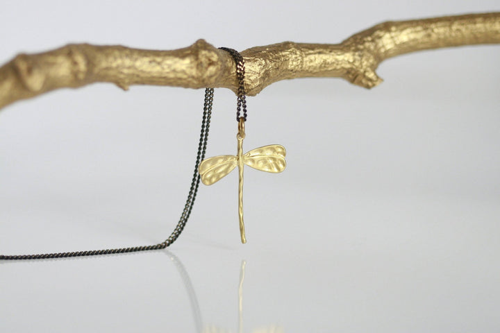 Delicate Brass Dragonfly Necklace - Birch & BrackenNECKLACE