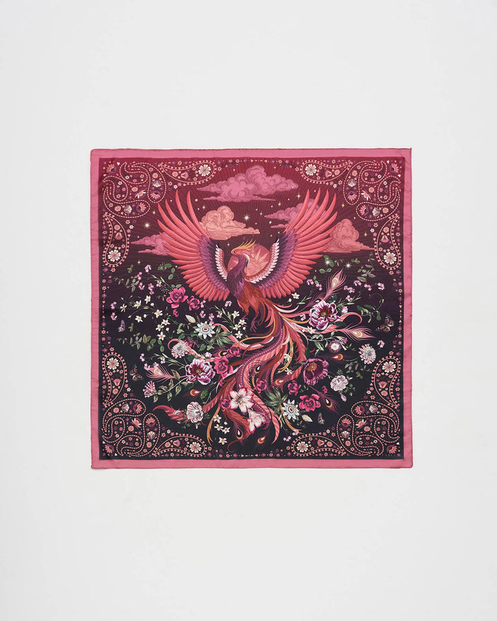 Eve Narrative Medium Square Scarf in Burgundy - Birch & BrackenSCARF
