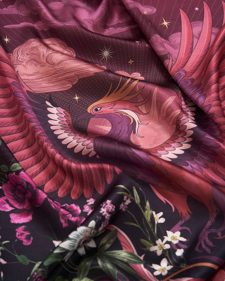 Eve Narrative Medium Square Scarf in Burgundy - Birch & BrackenSCARF