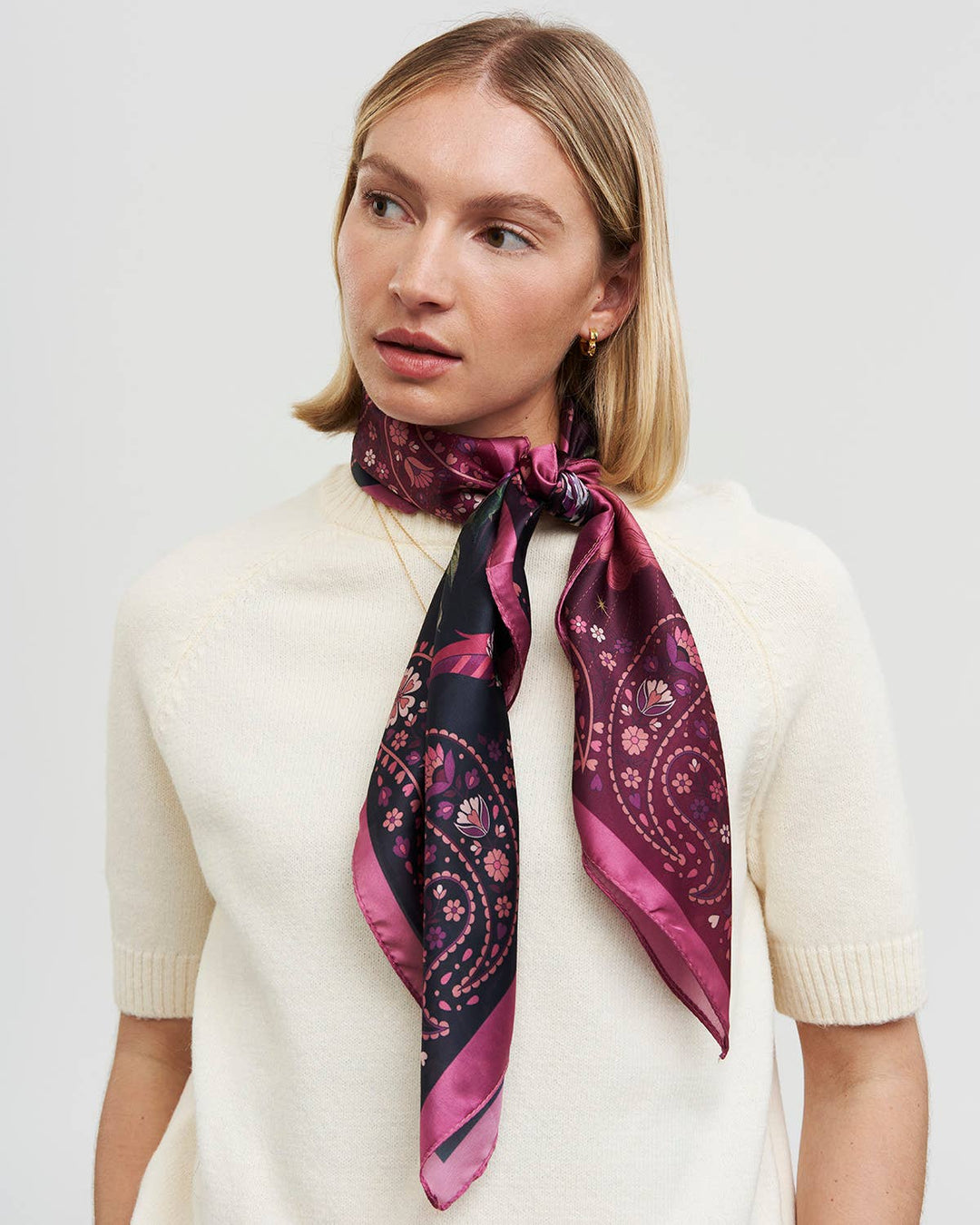 Eve Narrative Medium Square Scarf in Burgundy - Birch & BrackenSCARF
