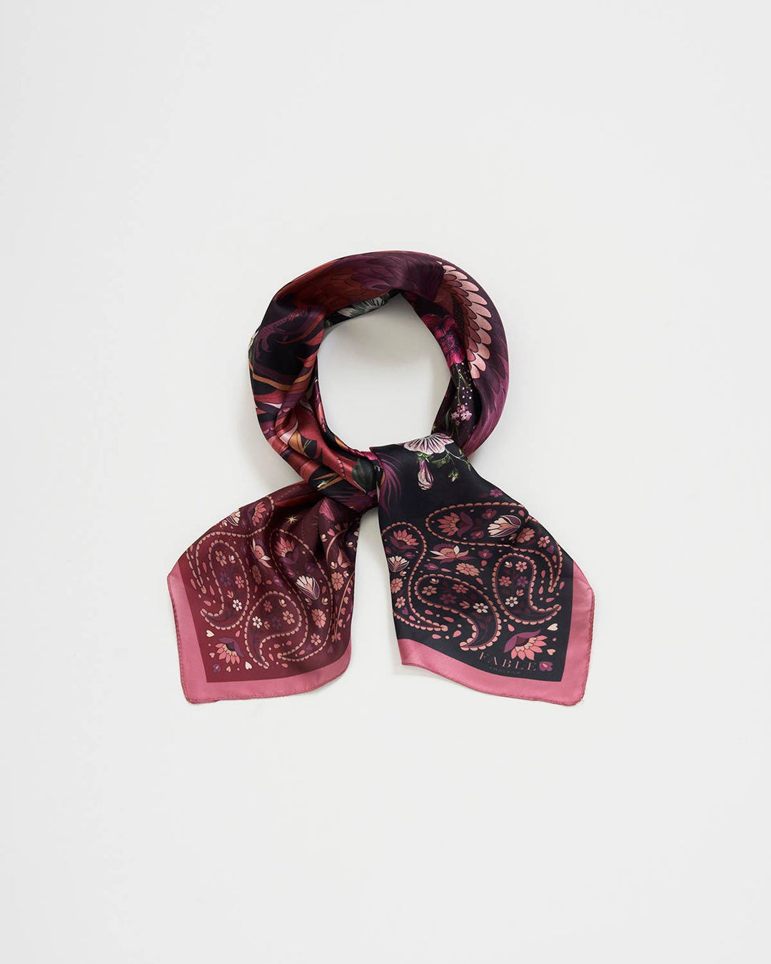 Eve Narrative Medium Square Scarf in Burgundy - Birch & BrackenSCARF