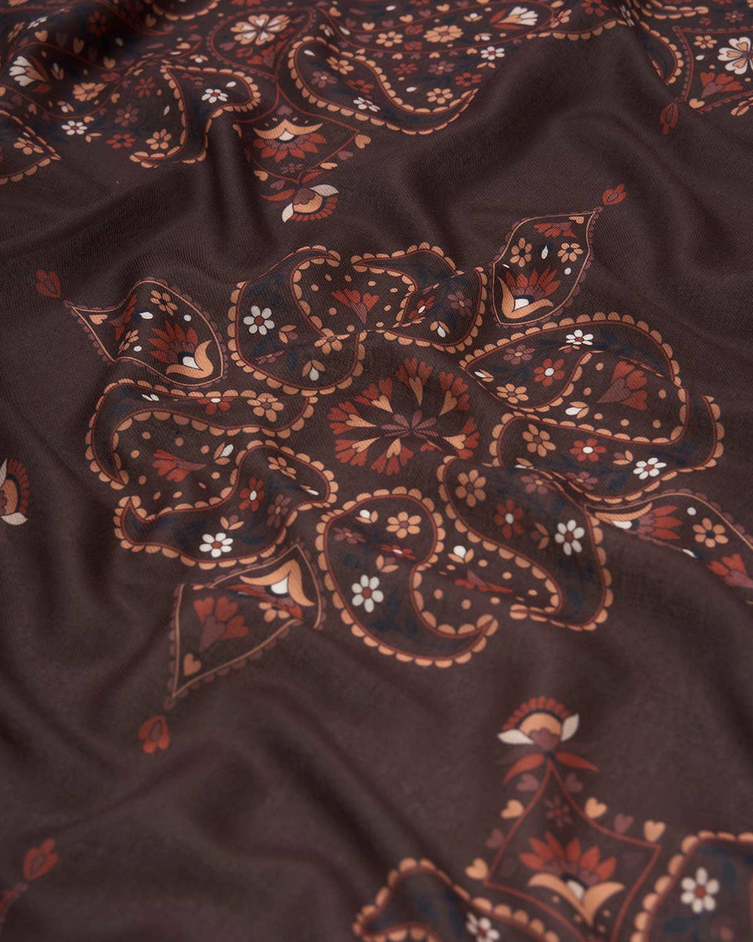 Eve Paisley Large Square Chocolate Brown Pashmina Scarf - Birch & BrackenSCARF