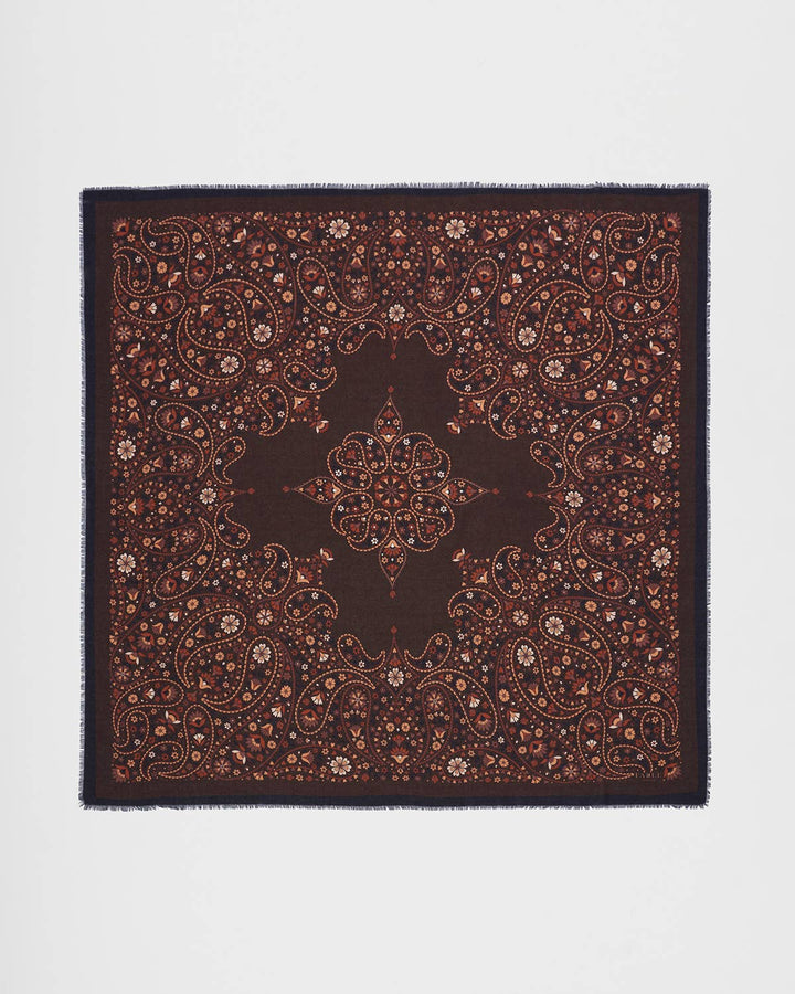 Eve Paisley Large Square Chocolate Brown Pashmina Scarf - Birch & BrackenSCARF