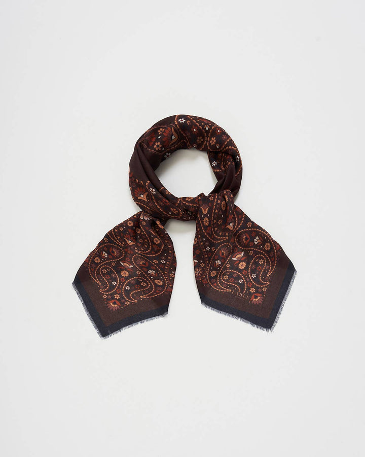 Eve Paisley Large Square Chocolate Brown Pashmina Scarf - Birch & BrackenSCARF
