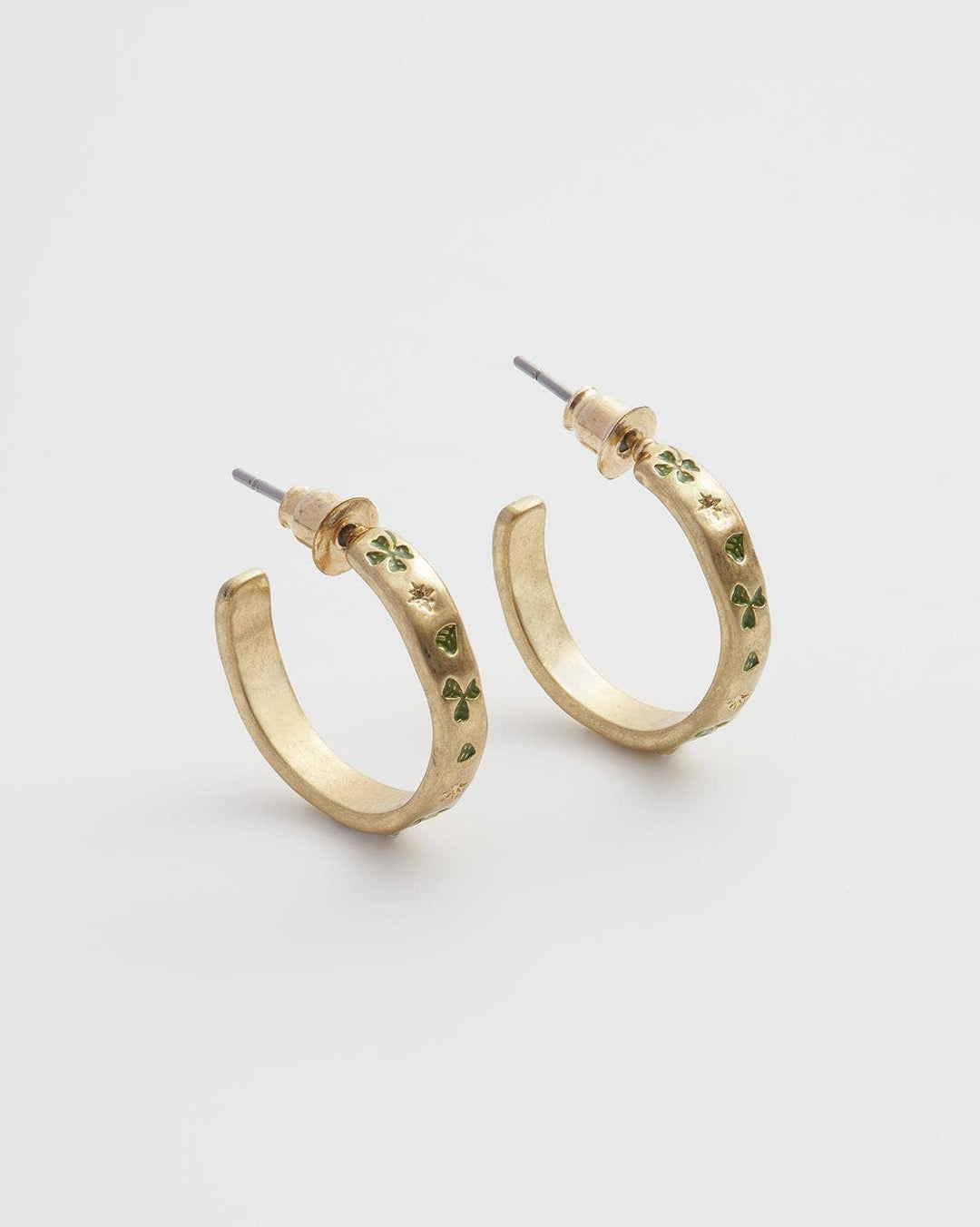 FABLE Four Leaf Clover & Pearl Hoop Earrings - Birch & BrackenEARRINGS