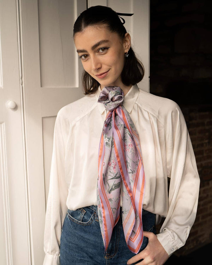FABLE Meadow Creatures Lilac Square Scarf - Birch & BrackenACCESSORIES