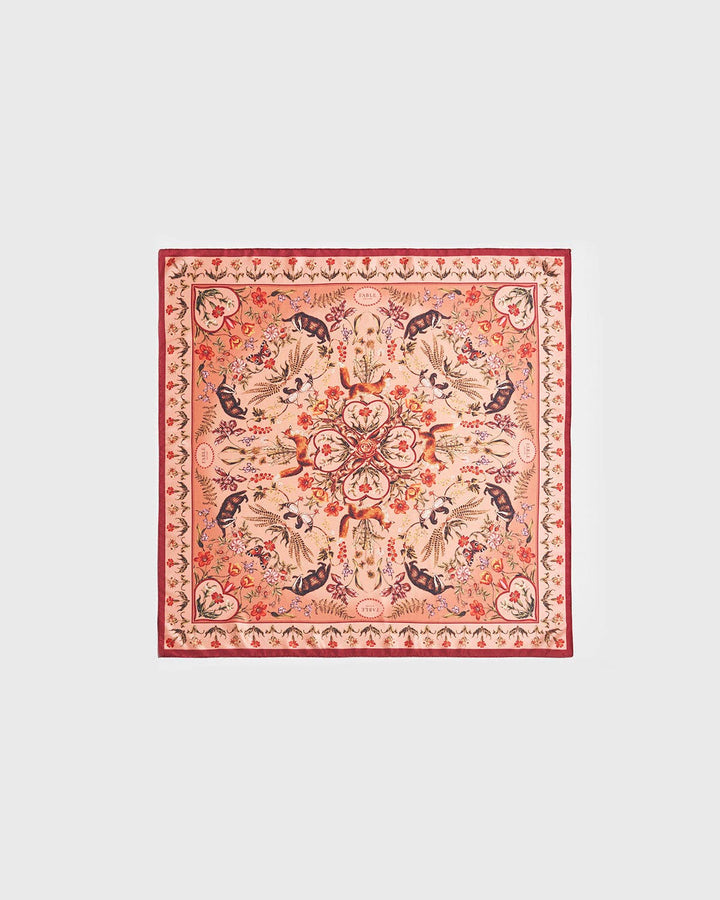 Folksy Fox Tales Peach Square Scarf - Birch & BrackenSCARF