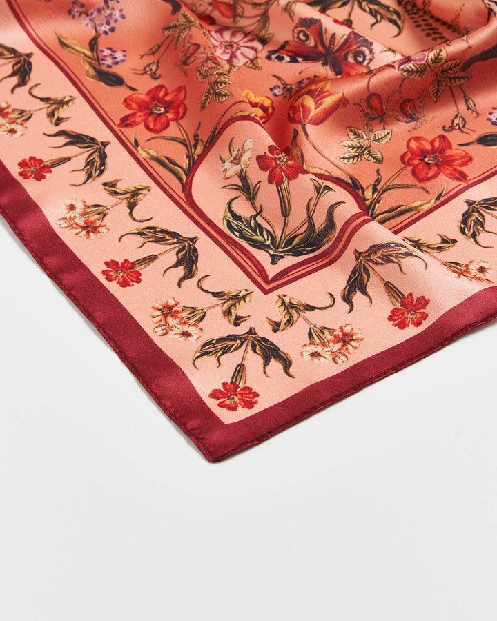 Folksy Fox Tales Peach Square Scarf - Birch & BrackenSCARF