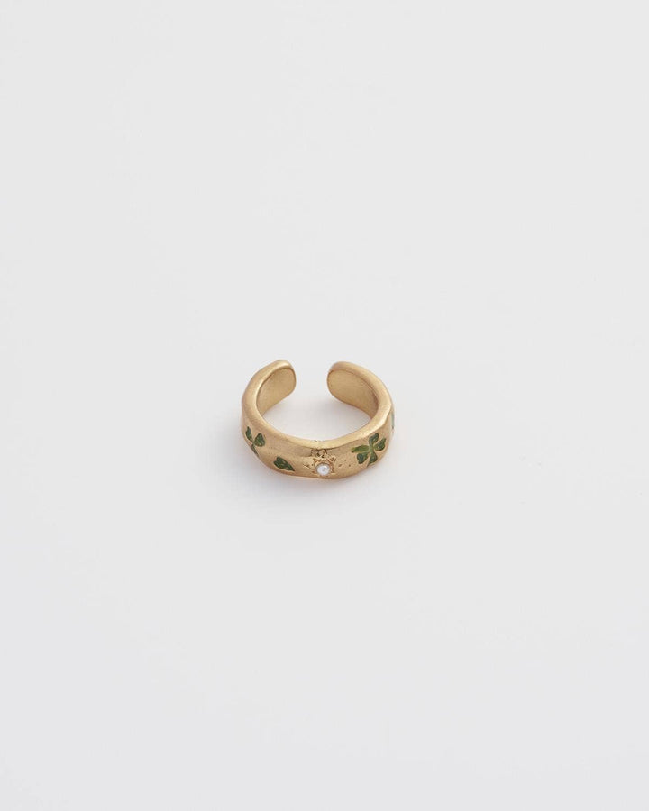 Four Leaf Clover & Pearl Ear Cuff - Birch & BrackenEARRINGS