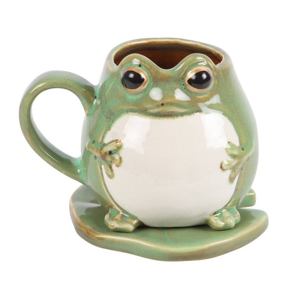 Frog Shaped Mug and Lily Pad Saucer - Birch & BrackenMUG