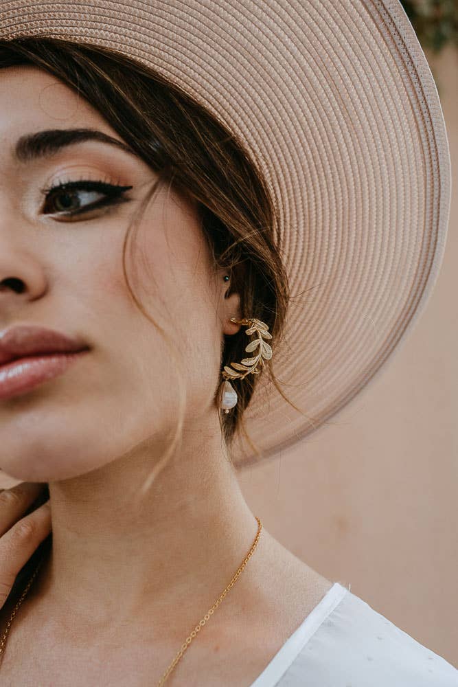 Gold Olive Branch Earrings - Birch & BrackenEARRINGS