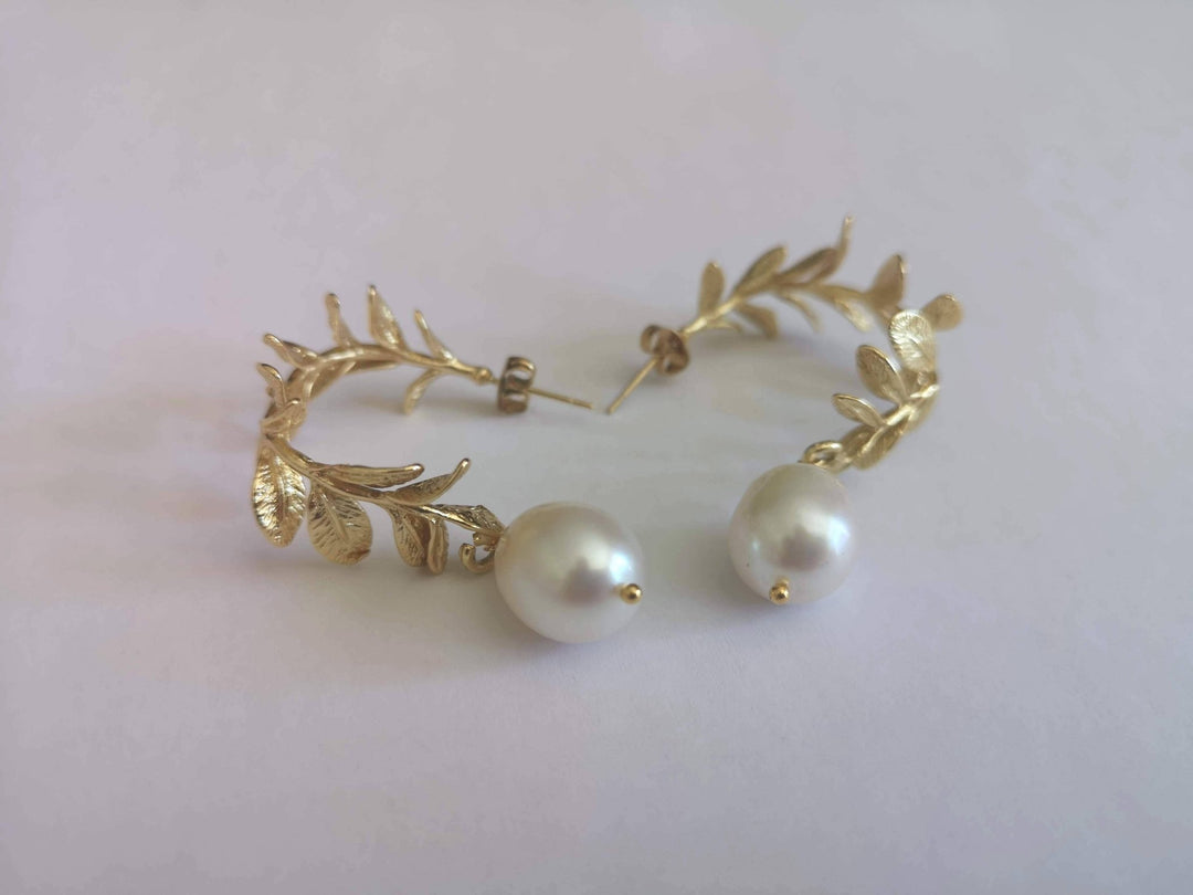 Gold Olive Branch Earrings - Birch & BrackenEARRINGS