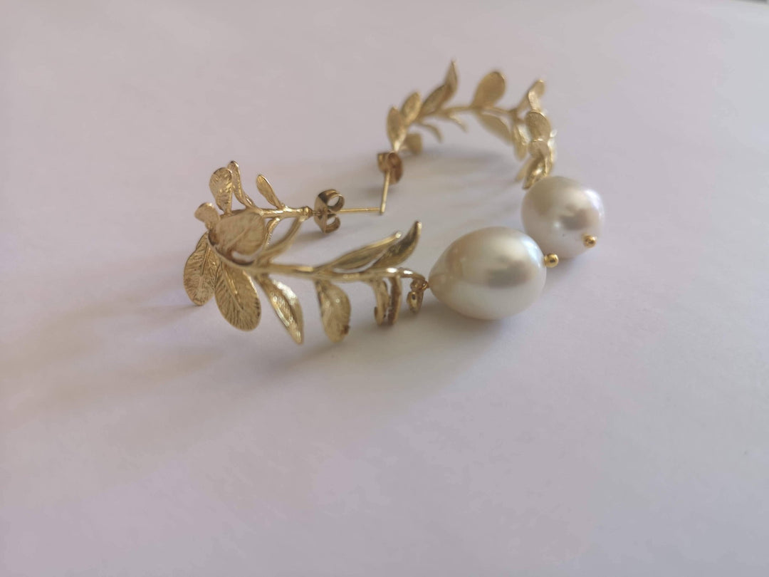 Gold Olive Branch Earrings - Birch & BrackenEARRINGS