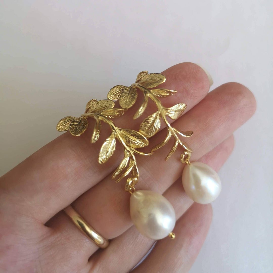 Gold Olive Branch Earrings - Birch & BrackenEARRINGS