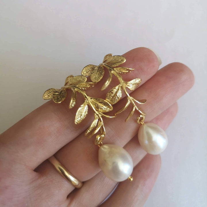 Gold Olive Branch Earrings - Birch & BrackenEARRINGS