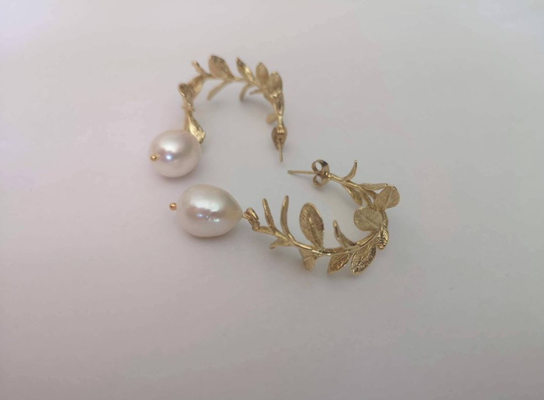 Gold Olive Branch Earrings - Birch & BrackenEARRINGS