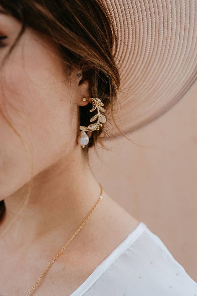 Gold Olive Branch Earrings - Birch & BrackenEARRINGS