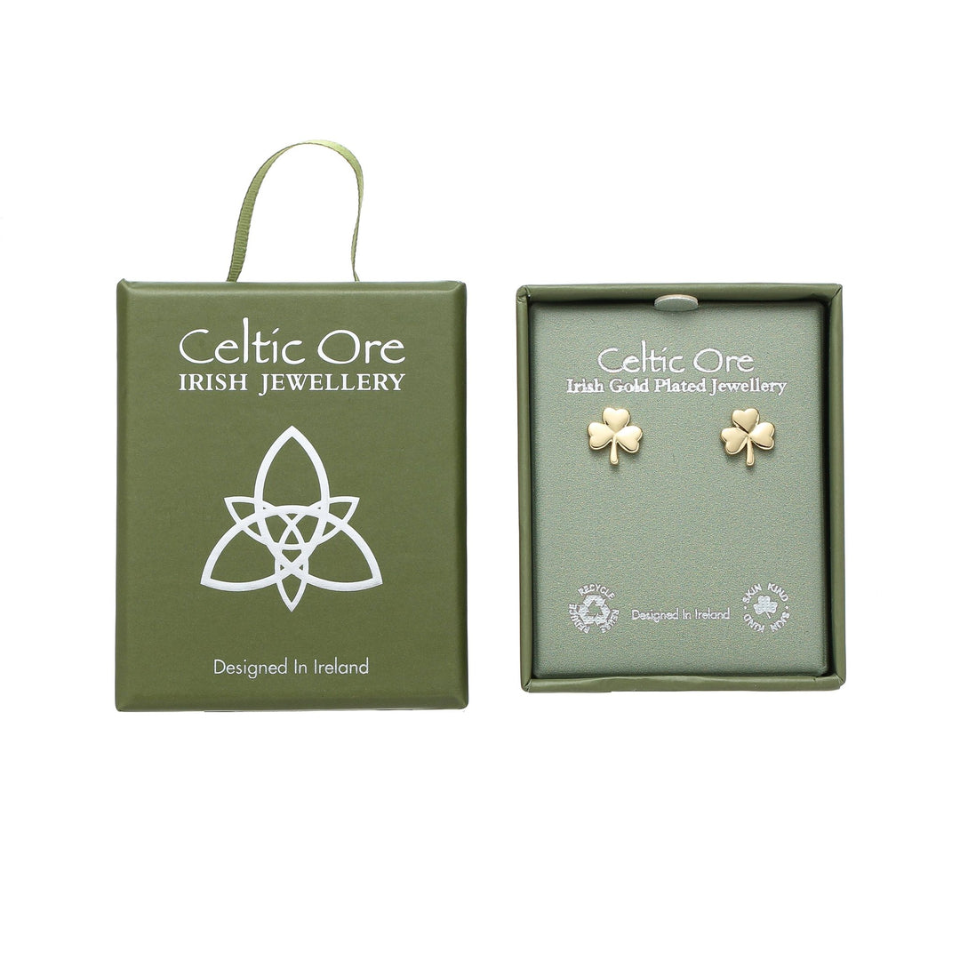 Gold Shamrock Earrings - Birch & BrackenEARRINGS