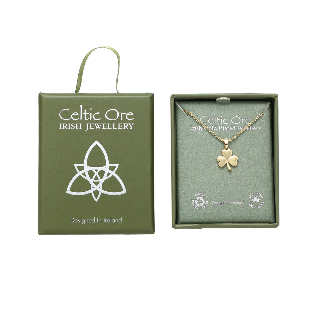 Gold Shamrock Pendant - Birch & BrackenNECKLACE