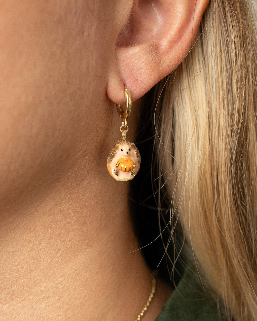Hedgehog & Pumpkin Huggie Earrings - Birch & BrackenEARRINGS