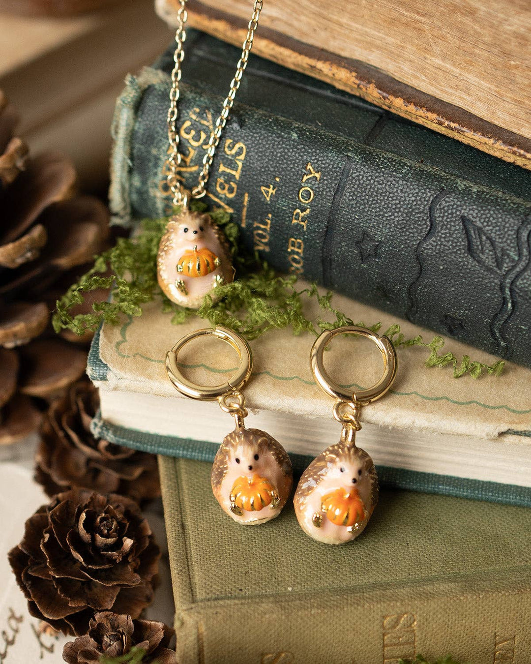 Hedgehog & Pumpkin Huggie Earrings - Birch & BrackenEARRINGS