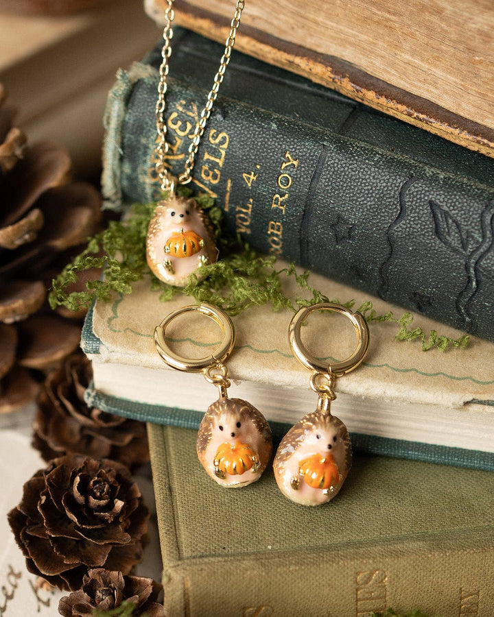 Hedgehog & Pumpkin Huggie Earrings - Birch & BrackenEARRINGS