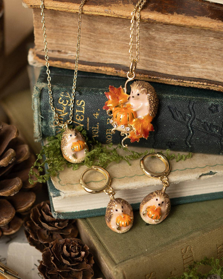 Hedgehog & Pumpkin Pendant - Birch & BrackenNECKLACE