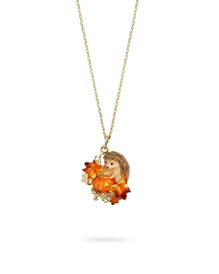 Hedgehog & Pumpkin Pendant - Birch & BrackenNECKLACE