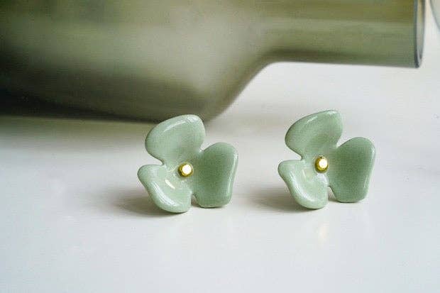 Hydrangea Porcelain Earrings - Birch & Bracken
