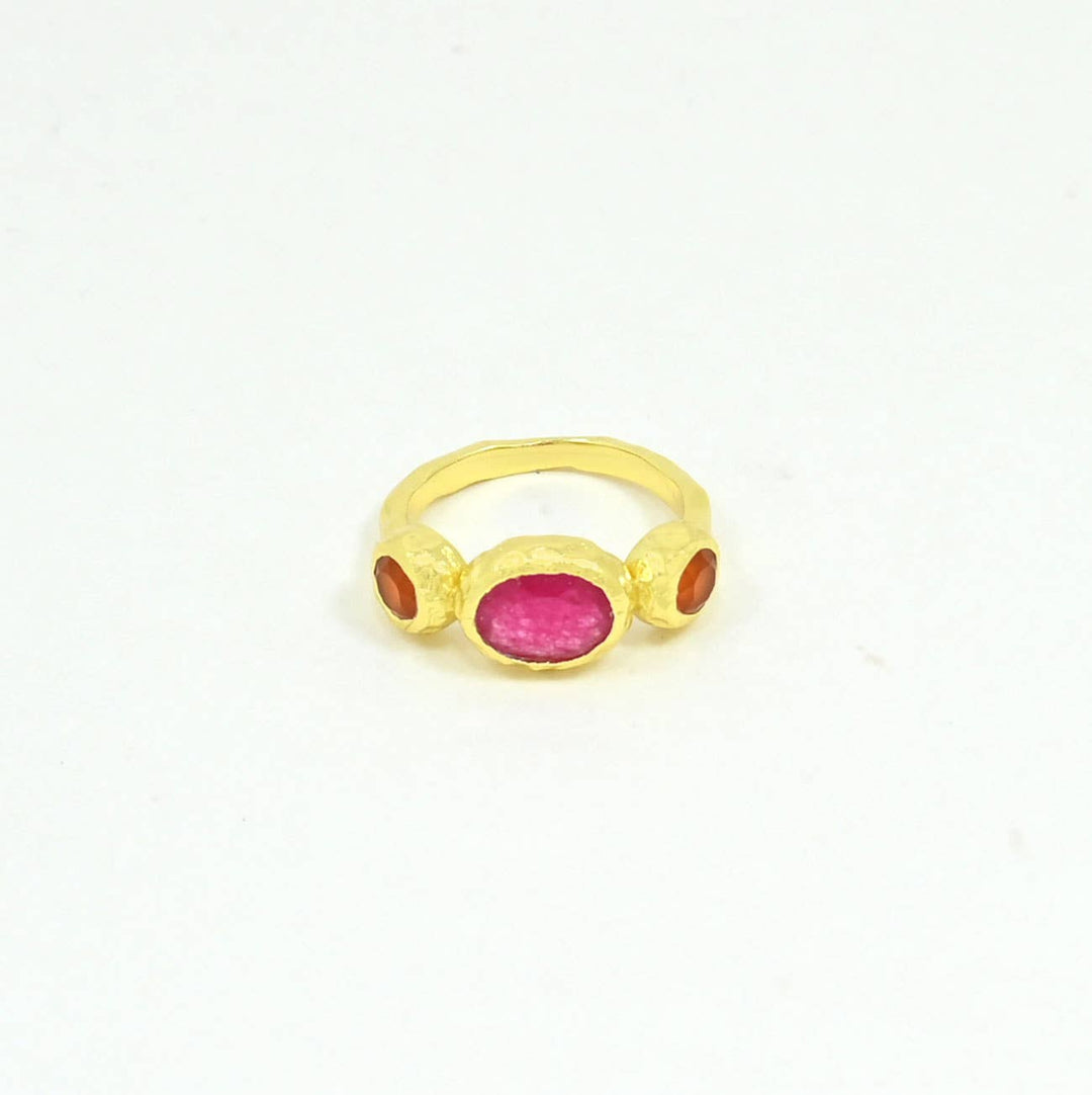 Jade & Carnelian Gold Ring - Birch & BrackenRING