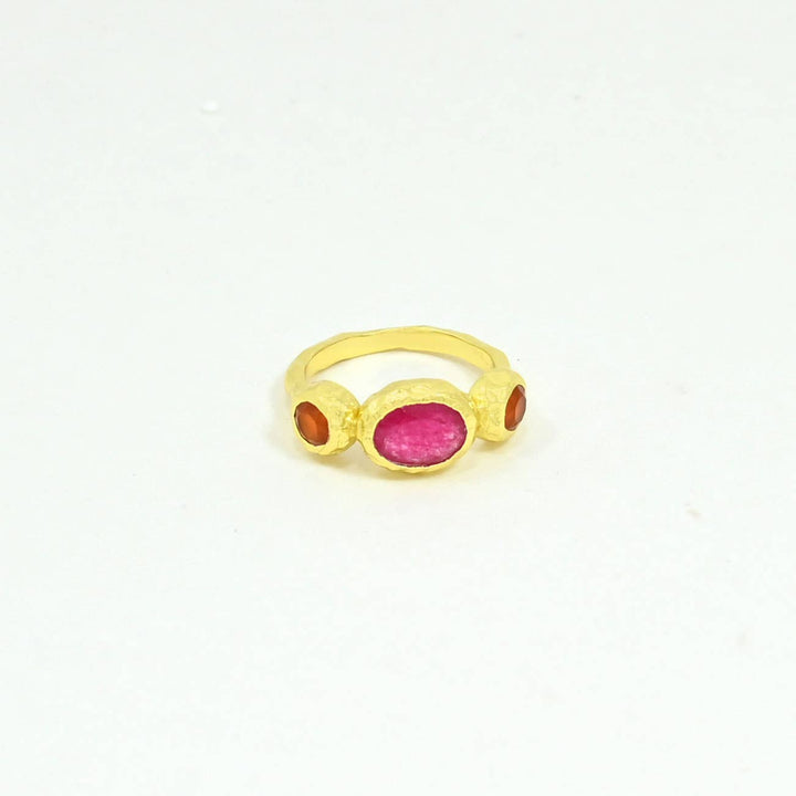 Jade & Carnelian Gold Ring - Birch & BrackenRING
