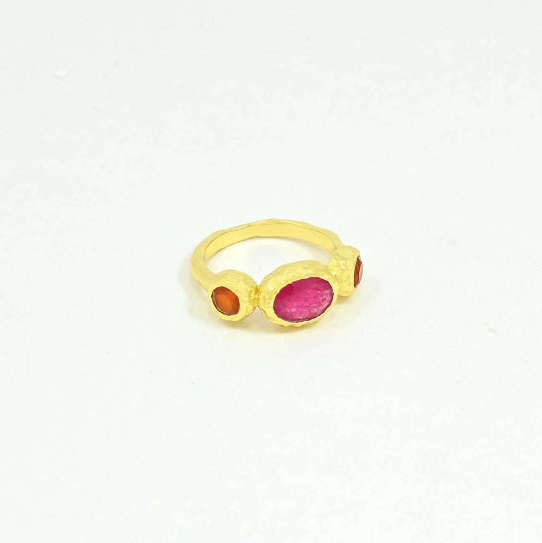 Jade & Carnelian Gold Ring - Birch & BrackenRING